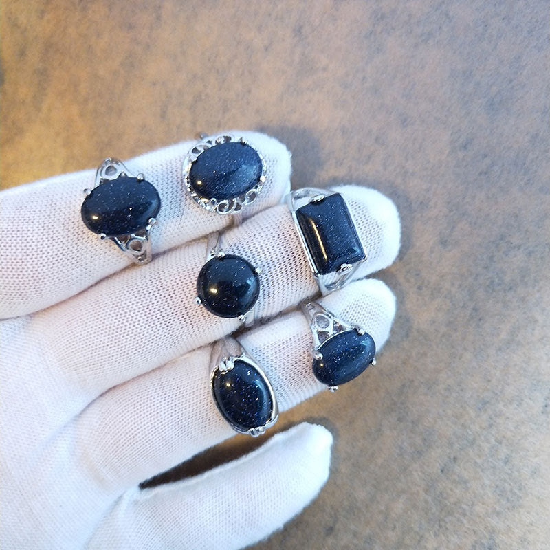 Wholesale Natural Stone Alloy Rings